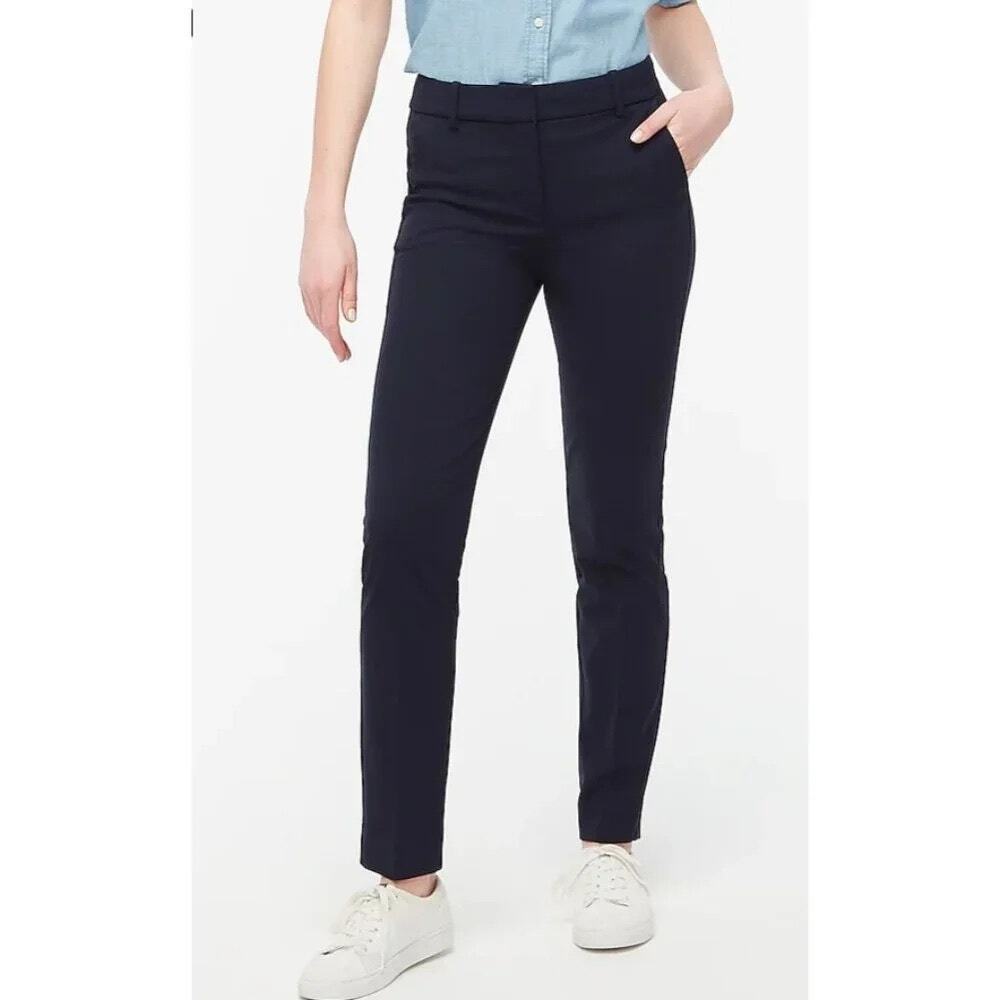 NWT J Crew "Ruby" Straight Leg Tailored Pant Trouser Navy 8 $98 Career